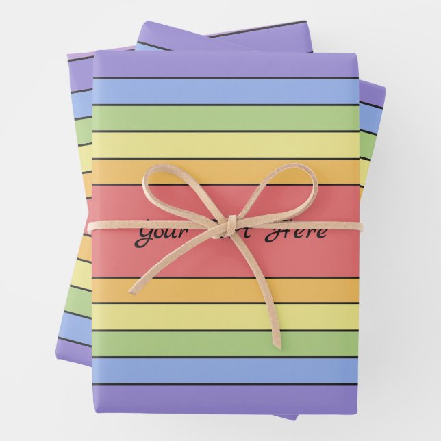 Modernes, farbenfrohes Regenbogenfarbenmuster Geschenkpapier Set (Beispiel)