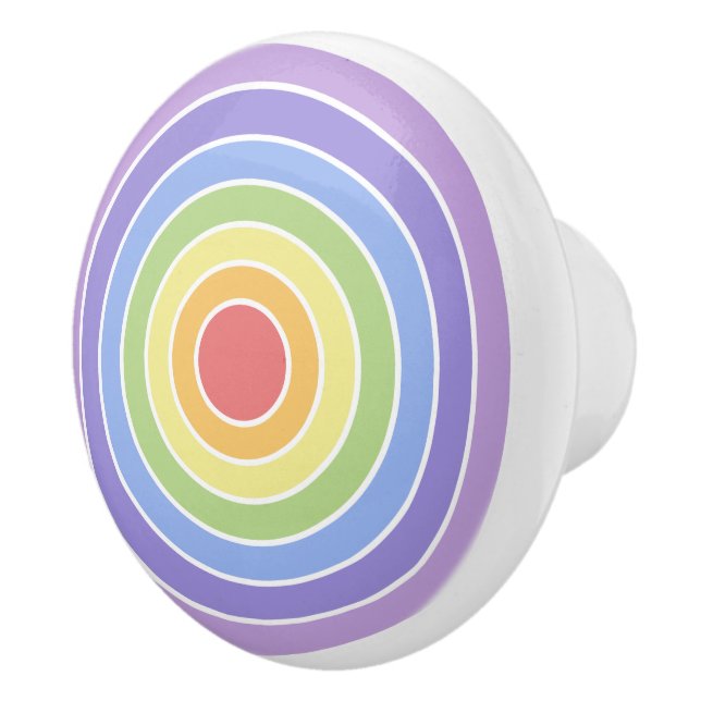 Modernes, farbenfrohes Regenbogenfarbenmuster Keramikknauf (Rechts)