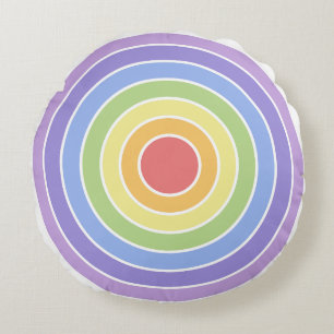 Modernes, farbenfrohes Regenbogenfarbenmuster Rundes Kissen