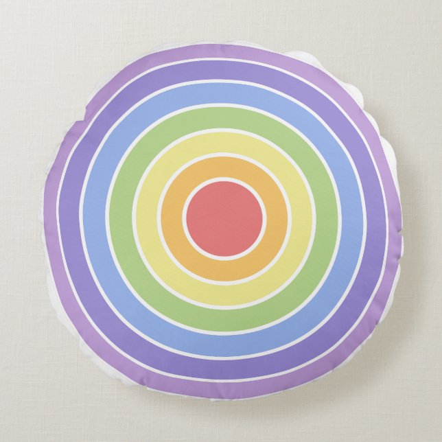 Modernes, farbenfrohes Regenbogenfarbenmuster Rundes Kissen (Vorderseite)