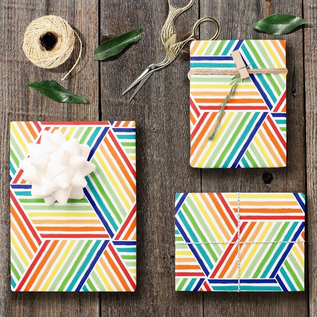 Modernes, farbenfrohes Regenbogenkuppelmuster Geschenkpapier Set (Von Creator hochgeladen)