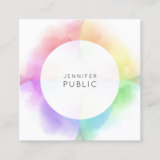 Modernes, farbenfrohes Template Minimalistisch Ele Quadratische Visitenkarte (Vorderseite)