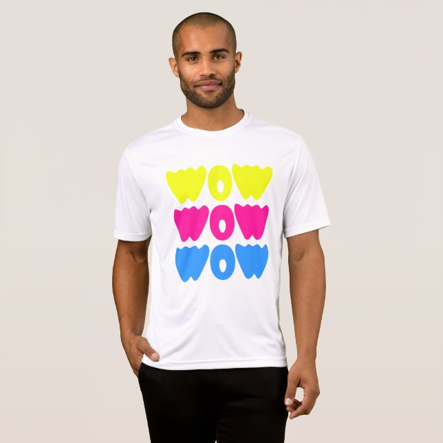 Modernes, farbenfrohes WOW MAMA Sprichwort Einfach T-Shirt (Vorne ganz)
