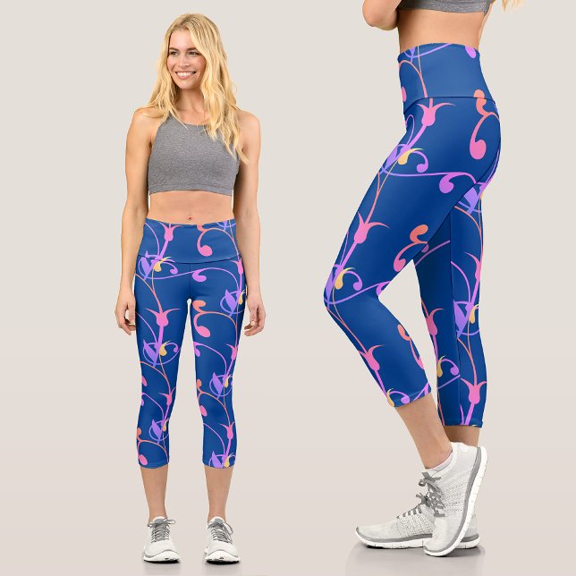 Modernes, farbenprächtiges Regenbogen-Botanisches  Capri Leggings (Von Creator hochgeladen)