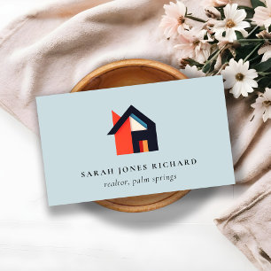 Modernes Farbhaus-Logo Makler Blau Rot Orange Visitenkarte