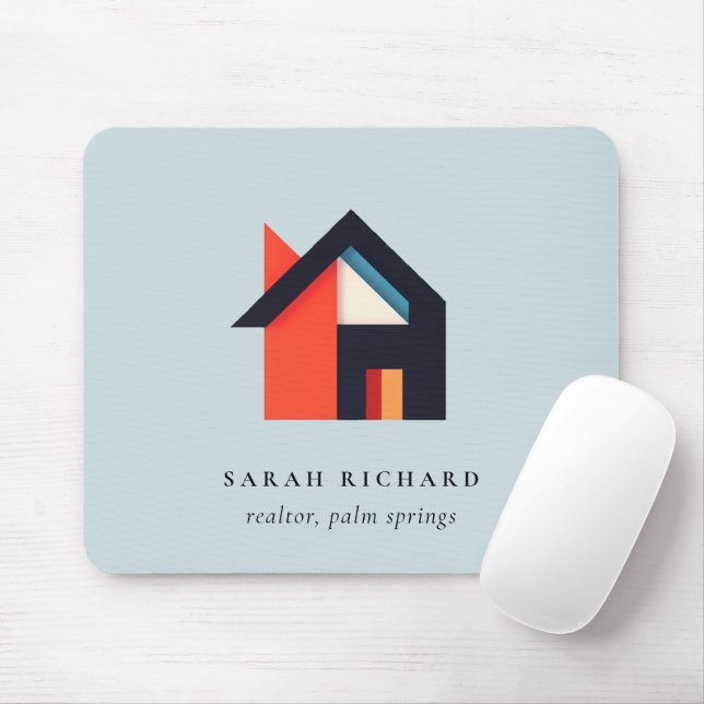 Modernes Farbhaus-Logo Realtor Blau Rot Orange Mousepad (Mit Mouse)