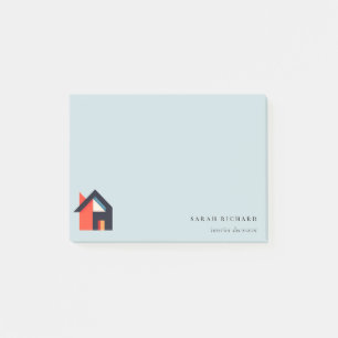 Modernes Farbhaus-Logo Realtor Blau Rot Orange Post-it Klebezettel
