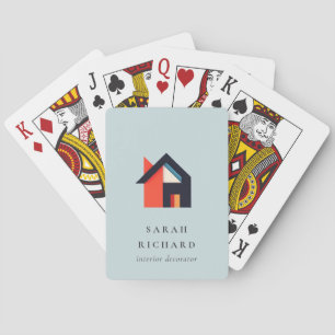 Modernes Farbhaus-Logo Realtor Blau Rot Orange Spielkarten