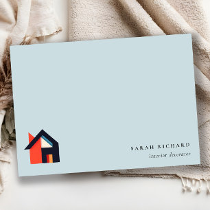 Modernes farbiges Haus Logo Realtor Blue Red Orang Mitteilungskarte