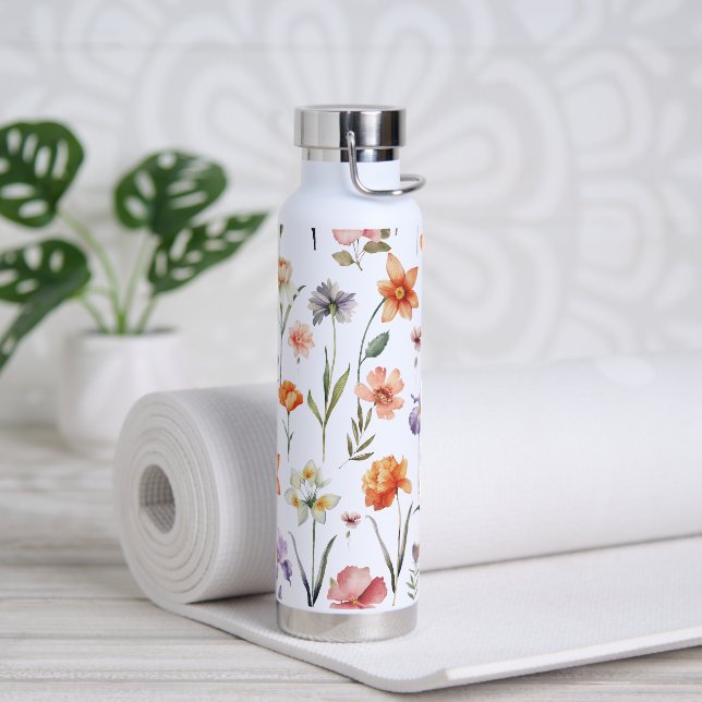 Modernes, farbiges Muster der Wildblume Trinkflasche (Yoga)