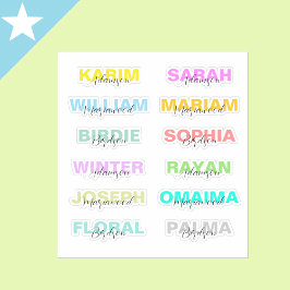 Modernes, farbiges Script mit vollen Namen, beste  Aufkleber