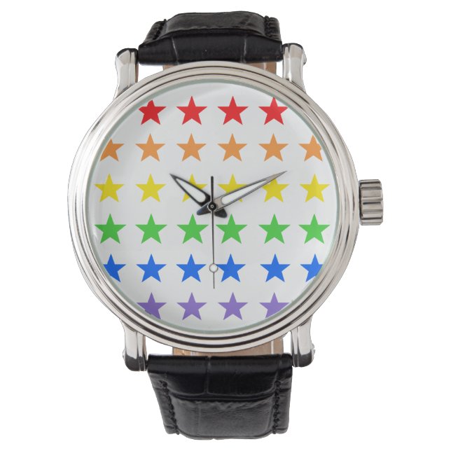 Modernes, farbiges Sternmuster Armbanduhr (Vorderseite)