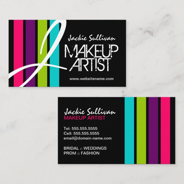 Modernes FarbMaskenbildner-Monogramm Visitenkarte (Vorne/Hinten)