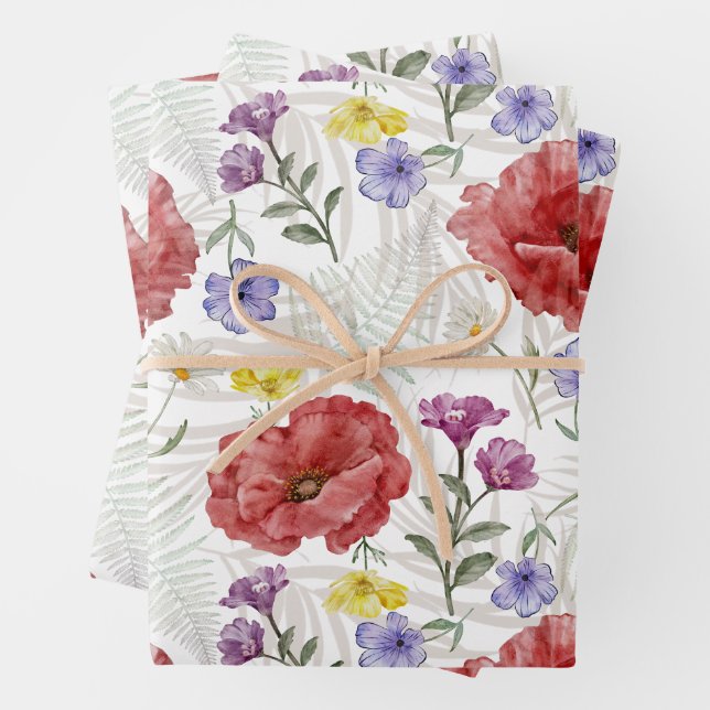 Modernes Farbmuster für die Wildblume Geschenkpapier Set (Beispiel)