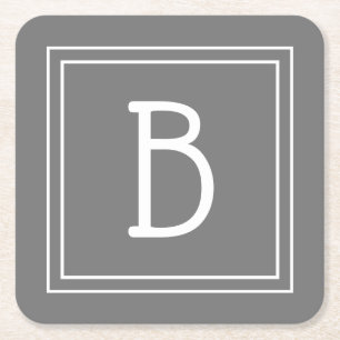 Modernes Farmhaus-Monogramm Grau & Weiß Anfangsbuc Rechteckiger Pappuntersetzer