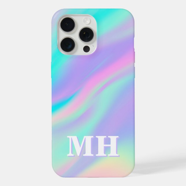 Modernes faux-iridisches Initialen-Monogramm iPhone Hülle (Rückseite)