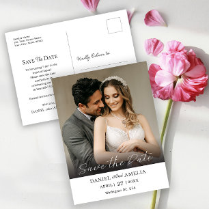 Modernes, feines Foto Hochzeit Speichern Sie die Postkarte