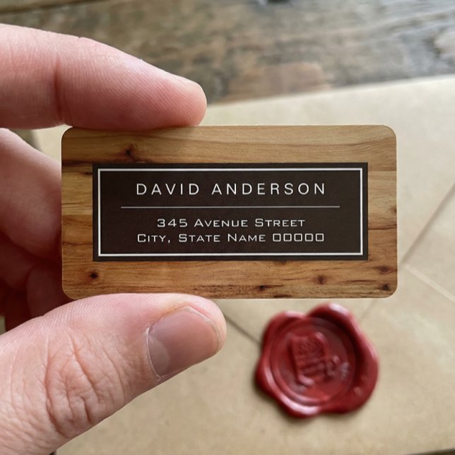 Modernes, feines Holzkörnchen Stilvoll aussehen Adressaufkleber (Von Creator hochgeladen)