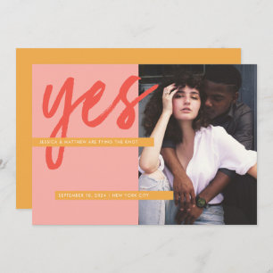 Modernes, feines Korallenrosa Foto Save the Date Einladung