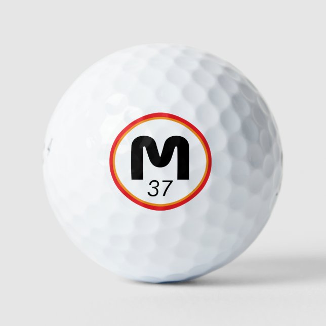 Modernes, feines Monogramm mit seinem Alter Golfball (Vorderseite)