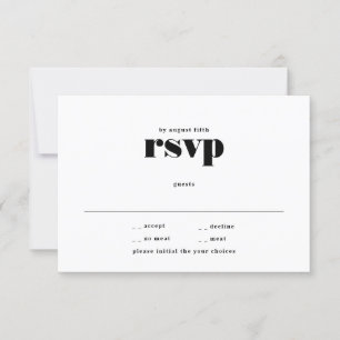 Modernes, feines Premium Black Funky Wedding RSVP Karte