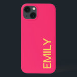 Modernes, feines rosa Personalisiertes iPhone Case<br><div class="desc">Modernes,  kühl rosa Personalisiertes iPhone 13 Fall. Benutzerdefinierter iPhone-Fall mit Namen.</div>