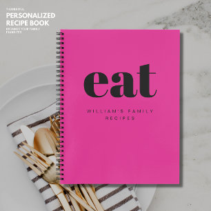 Modernes, feines, rosa Retro-Leder-Rezept Notizbuch