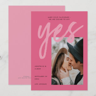 Modernes, feines rosa Rose Big Script Foto Wedding Save The Date