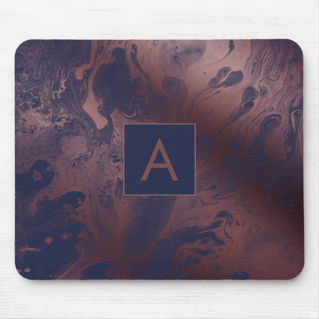 Modernes, feines Rose-Monogramm aus Gold und Marmo Mousepad (Vorne)