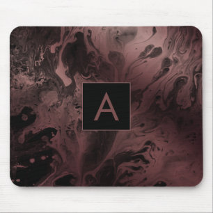 Modernes, feines Rose-Monogramm aus Gold und schwa Mousepad