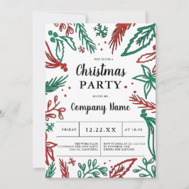 Modernes, feines, rotes, grünes Weihnachtsfest-Par Einladung