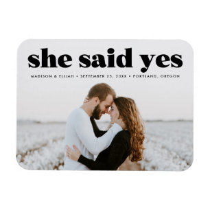 Modernes, feines schwarzes Typografie-Foto Save th Magnet