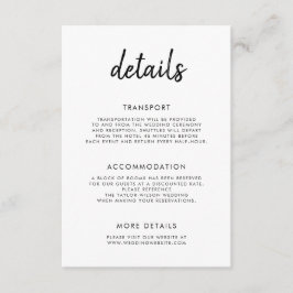 Modernes, feines Skript Schwarz-weiße Hochzeitsdet Begleitkarte