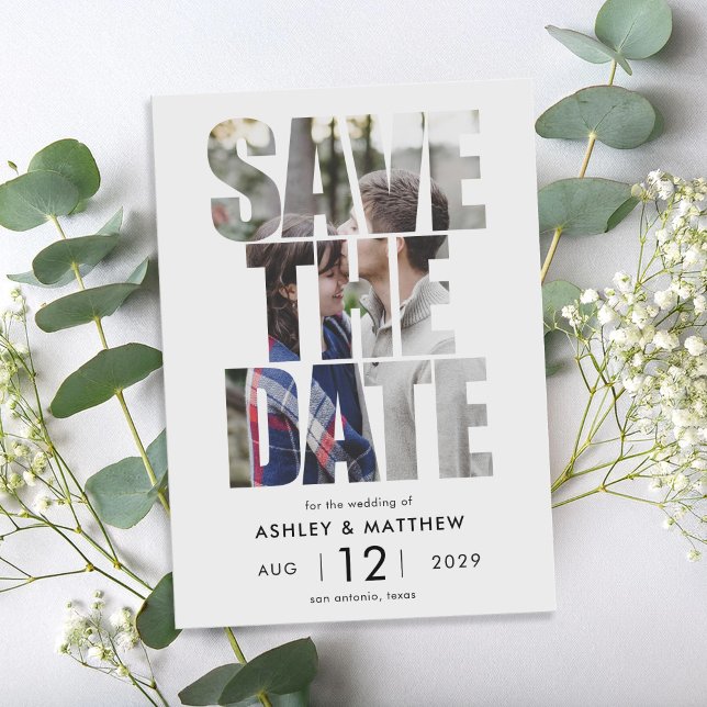 Modernes, feines Typografie-Foto Wedding Save The Date (Von Creator hochgeladen)