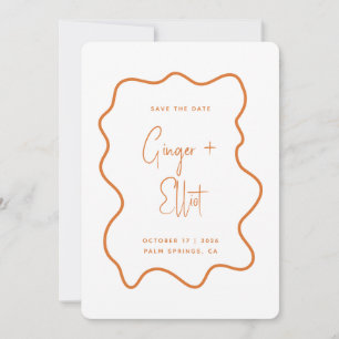 Modernes, feines Wavy Frame Burnt Orange Foto Wedd Save The Date