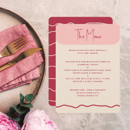 Modernes feines Wavy Frame Magenta Rosa Wedding Me Menükarte