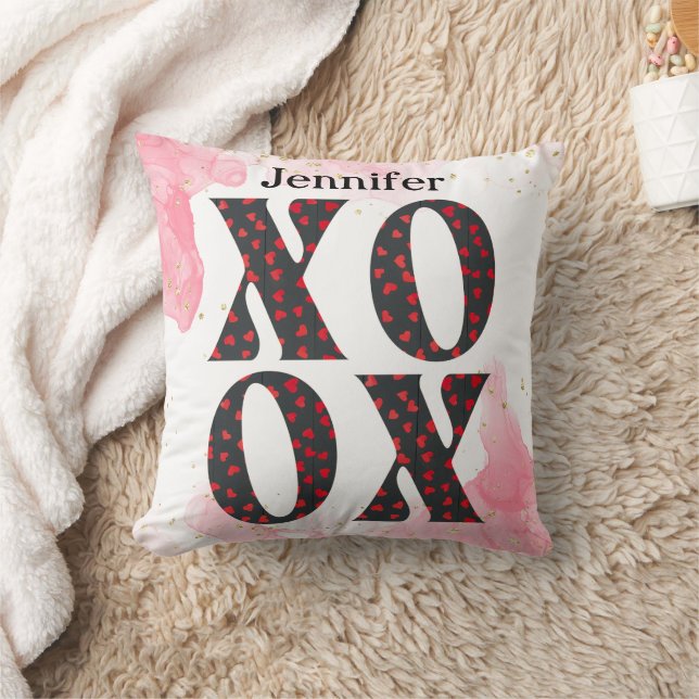 Modernes feines XOXO Happy Valentines Day Gift Kissen (Decke)