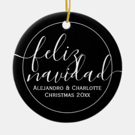 Modernes Feliz Navidad Minimalistisches Foto Keramik Ornament