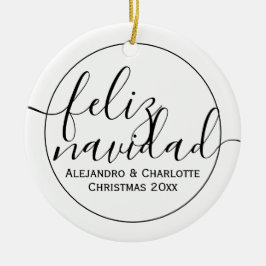 Modernes Feliz Navidad Minimalistisches Foto Keramik Ornament