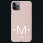 Modernes Feminin-Schriftzeichen-Monogramm-Rosa iPhone 11Pro Max Hülle<br><div class="desc">Moderne feminine Skripte Monogramm blush pink iPhone 11 Pro Max Hüllen</div>
