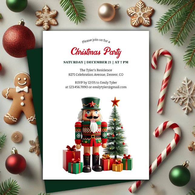 Modernes festes Nutcracker-Weihnachtsfest - Party Einladung (Modern and Festive Nutcracker Christmas Party Invitation)