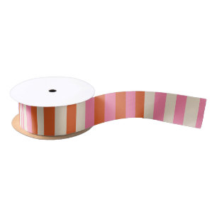 Modernes, festgestreiftes Rosa, Creme & Orange Satinband
