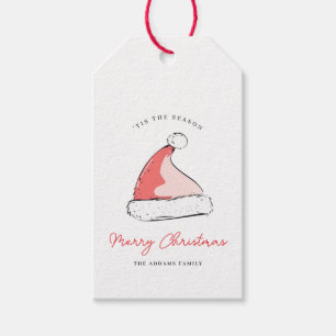 Modernes Festival Santas Hat frohe Weihnachten Geschenkanhänger