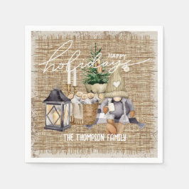 Modernes festliches Aquarellhaus Weihnachten Serviette