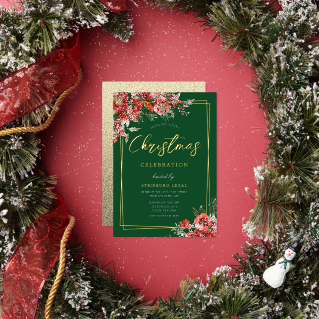 Modernes festliches Weihnachtsfest im Unternehmen  Folieneinladung (Insitu)
