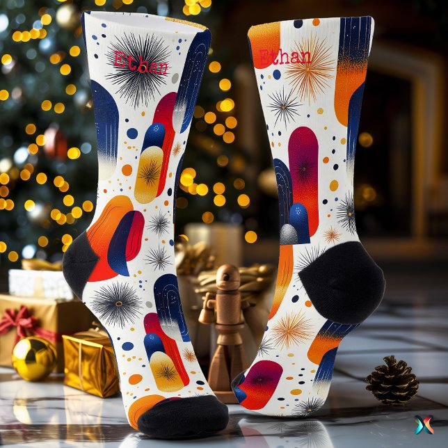 Modernes Festspiel mit Sternexplosion Weihnachten  Socken (Von Creator hochgeladen)