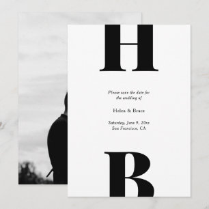 Modernes, fett formatiertes Monogramm-Foto Save The Date