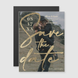 Modernes, fett gedrucktes Goldfolienskript Save th Magnetkarte