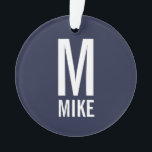 Modernes, fett Personalisiertes Monogramm und Name Ornament<br><div class="desc">Modernes Schwarz-Weiß-Monogramm-Design mit personalisiertem Monogramm und Namen im modernen fett formatierten Sans Serif Schriftart Stil. Perfekt als modernes Loft/minimalistisches Wohngestaltung Accessoire in dieser Ferienzeit.</div>