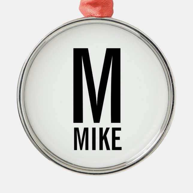 Modernes, fett Personalisiertes Monogramm und Name Silbernes Ornament (Vorne)